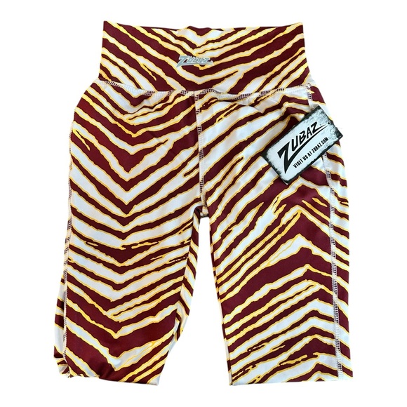Retro Zubaz Pants Leggings Washington Colors Maroon Gold White Women Size XS NWT - Picture 1 of 2